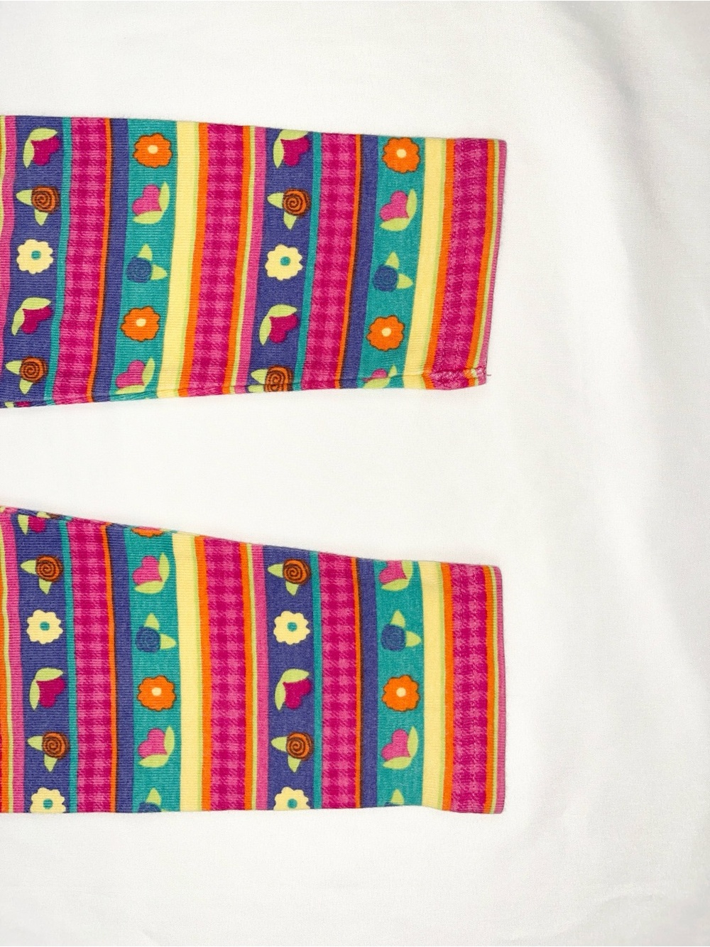 Gymboree 1990s Multicolor Cotton Floral Stripe Leggings Large - Picture 5 of 9